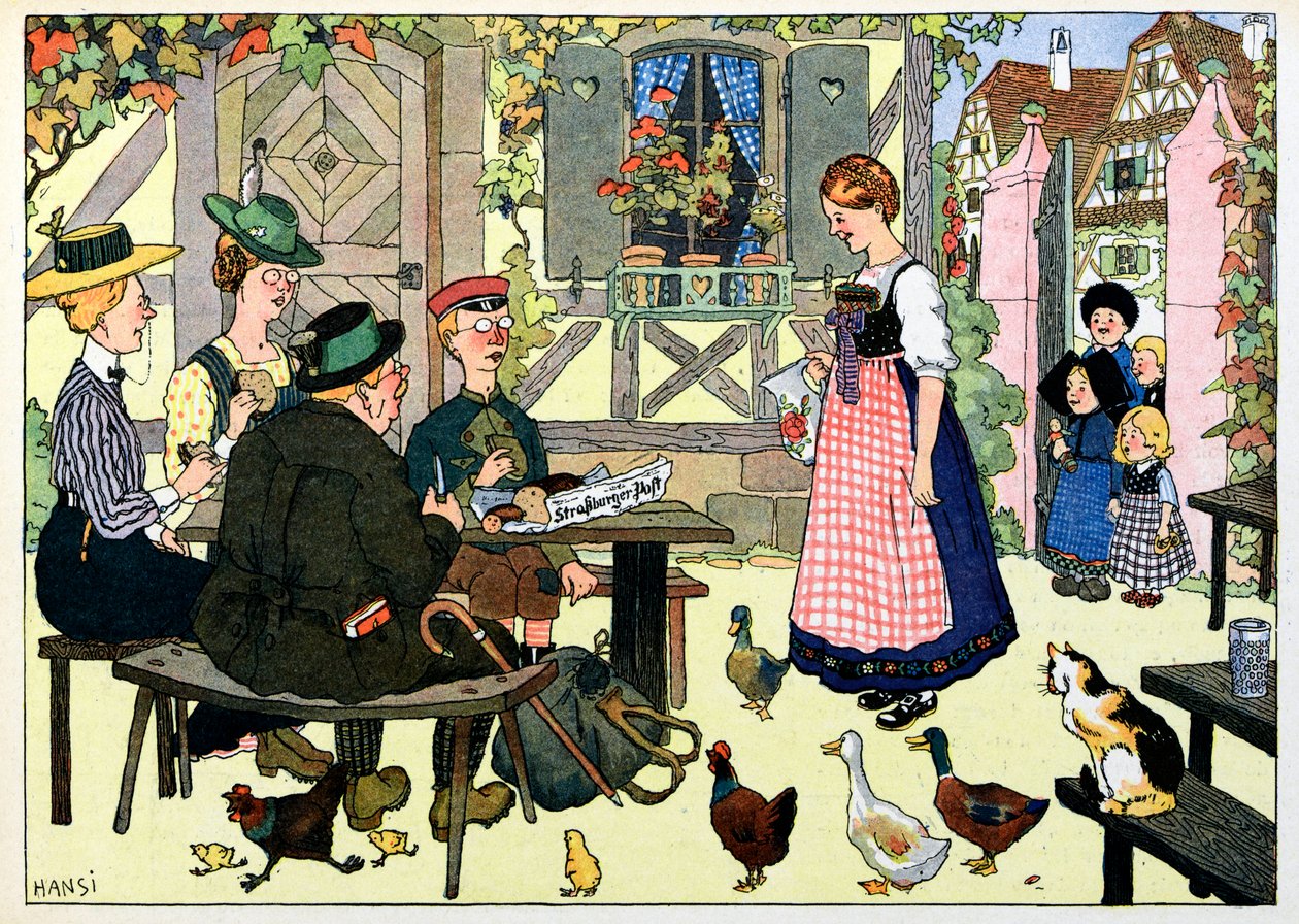 Moje vesnice, kdo nezapomíná: Němečtí turisté; od Jean-Jacques (1873-1951) Waltz