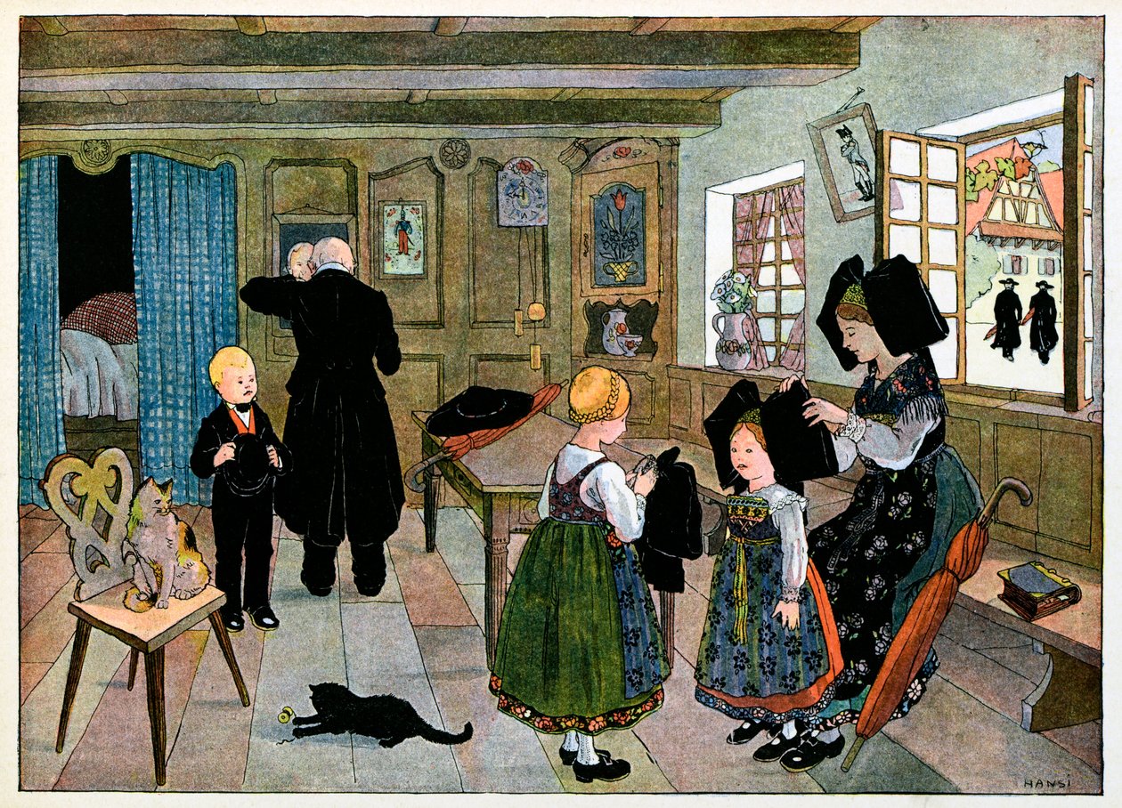 Vesničko moje, kdo nezapomíná:Neděle ráno, příprava do kostela; od Jean Jacques (1873 1951) Waltz