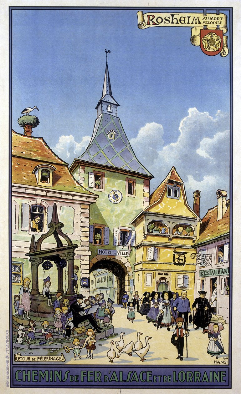 Návrat pouti z Mont Sainte Odile do Rosheimu - Plakát železnic Alsaska a Lotrinska, Hansi od Jean Jacques (1873 1951) Waltz