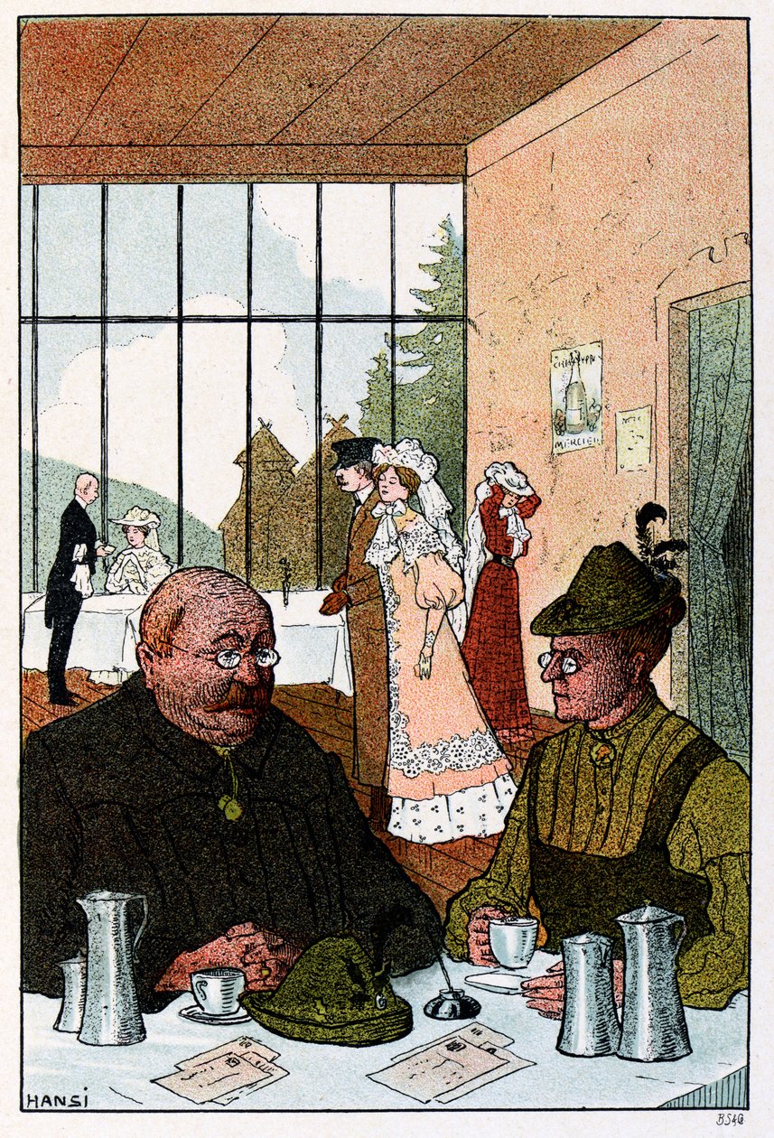 Vogesen Bilder (obrázky Vogéz) ; V hotelu de la Schucht „Jak čert mohl ten chlapec uhodnout, že jsme Němci“ od Jean Jacques (1873 1951) Waltz