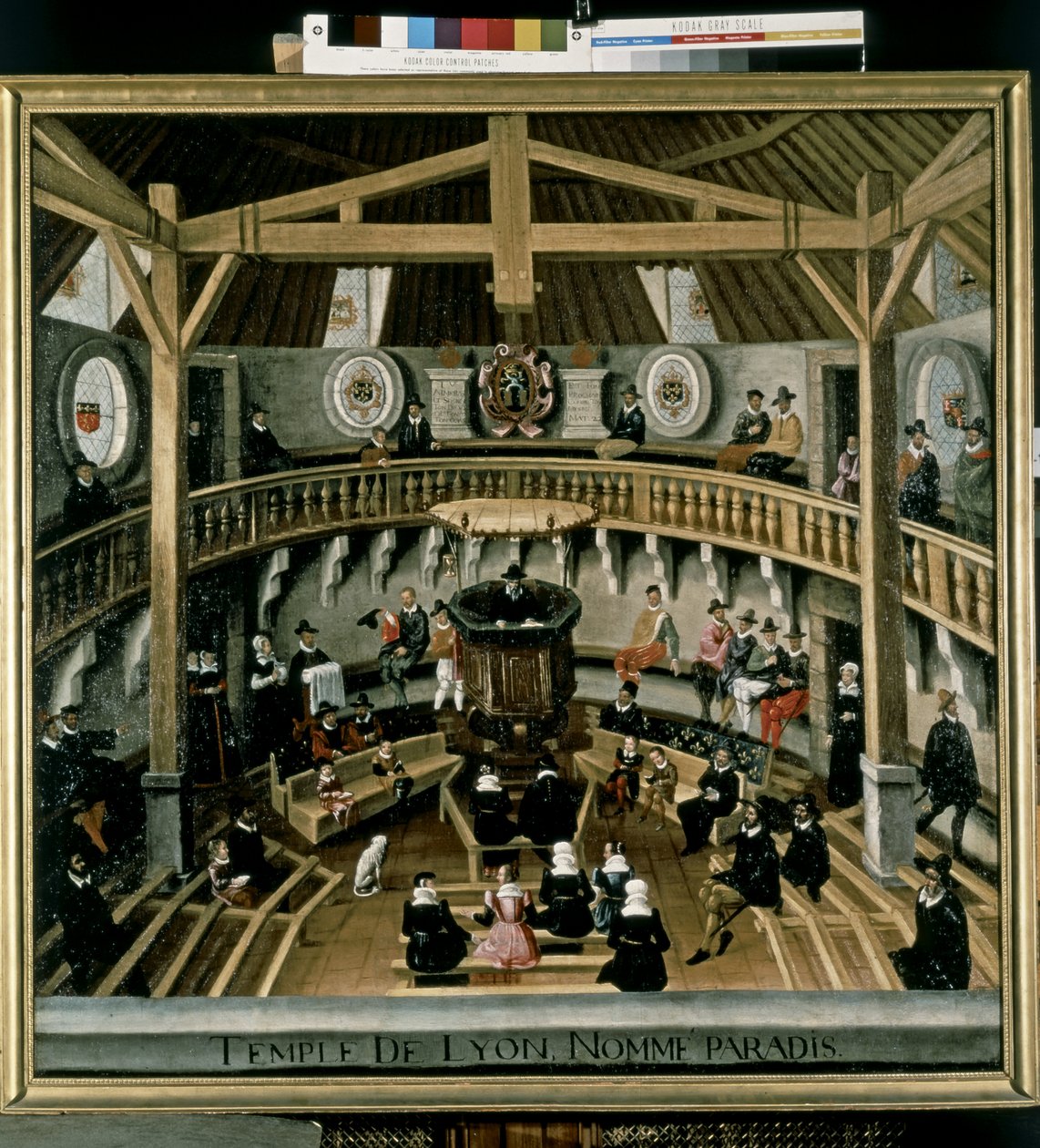 PROTESTANTISMUS (kalvinismus): Chrám v ráji v roce 1564. od Jean Jacques (after) Perrissin