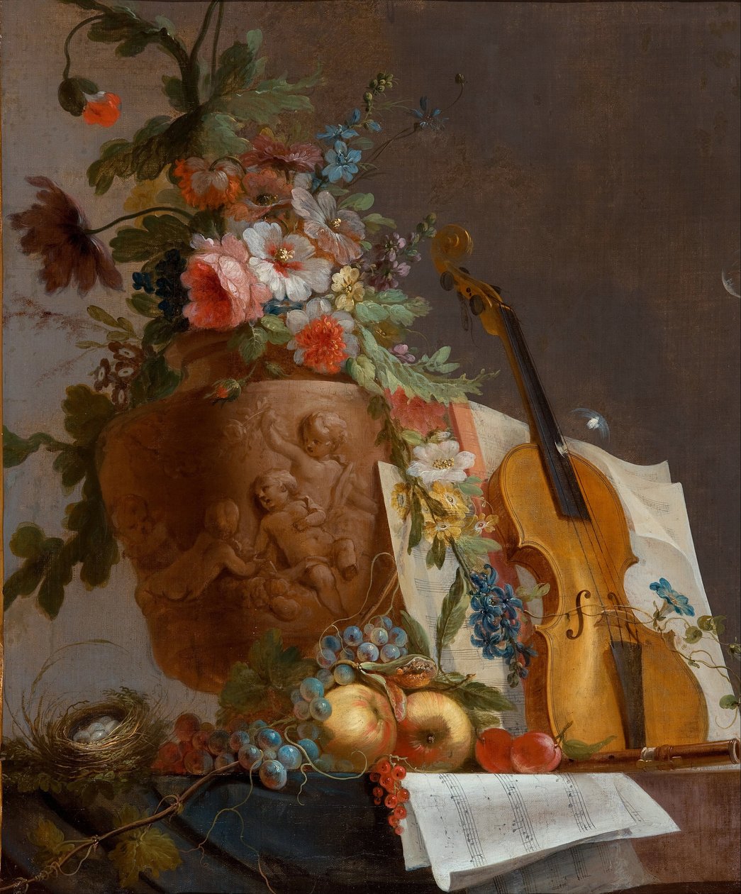 Zátiší s květinami a houslemi, c. 1750 od Jean Jacques Bachelier