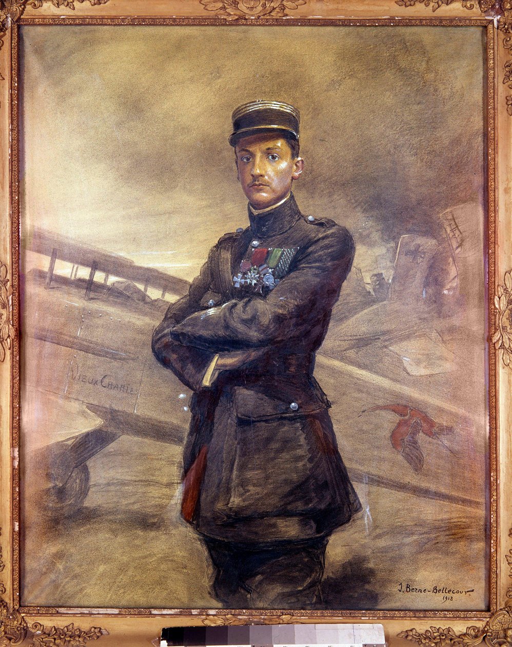 Portrét Georgese Guynemera (1894-1917) Je francouzským pilotem z první světové války. 1918. Obraz Jean Jacques Berne Bellecour (1874 -?) , 20. stol. Paříž, Musee de l