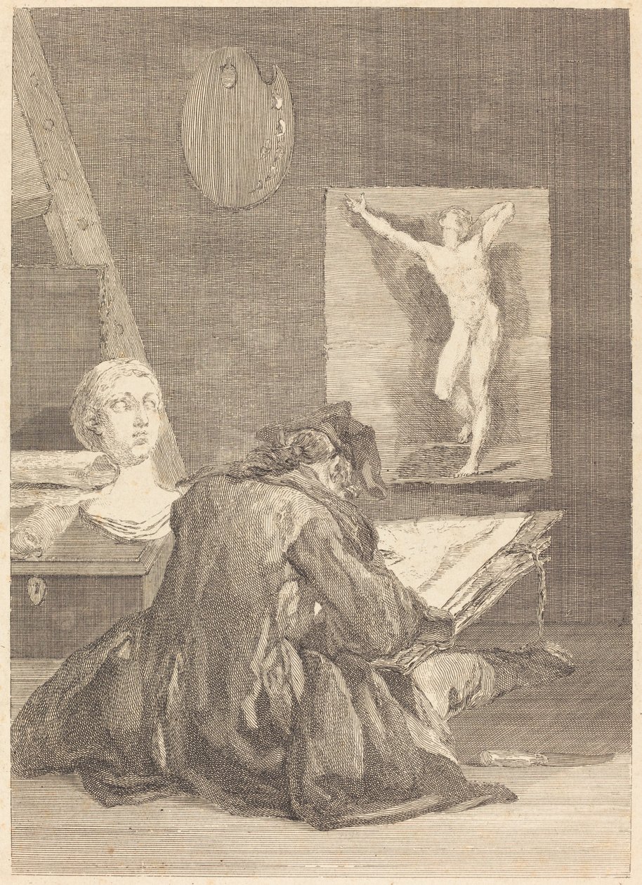 Navrhovatel od Jean Jacques Flipart after Jean Siméon Chardin