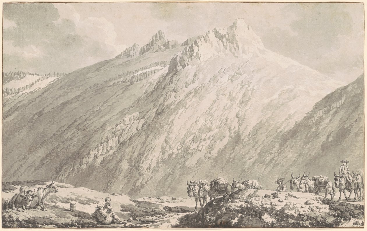 Průsmyk Grimsel od Jean Jacques Francois Le Barbier