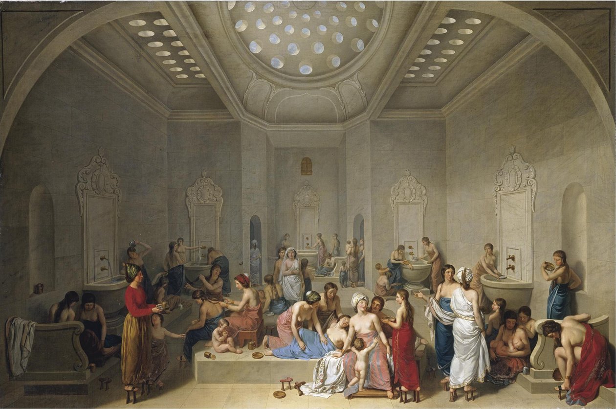 Turecké lázně Hammam, 1785 od Jean Jacques Francois Le Barbier