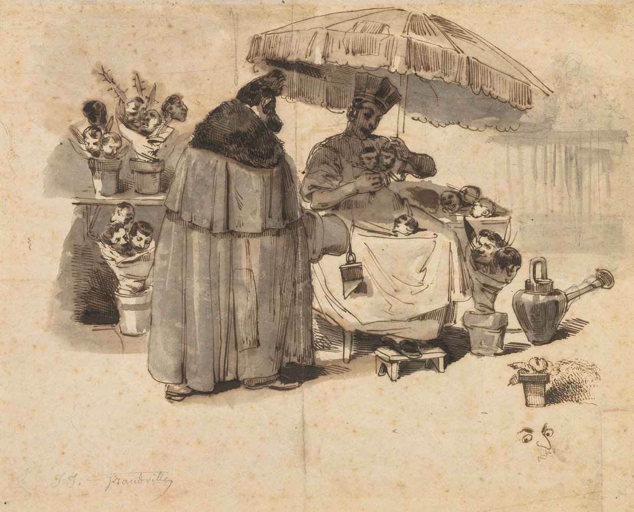 Studie na "Au Bouquet de persil," (Kytice petržele) od Jean Jacques Grandville