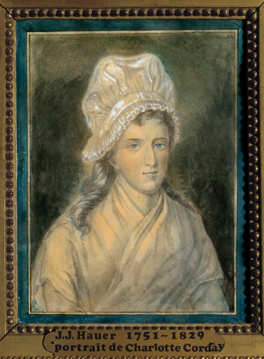 Portrét Charlotte Cordayové (1768-1793) Obraz Jeana Jacquese Hauera (1751-1829) 18. stol. Versailles. Muzeum lambinetů od Jean Jacques Hauer