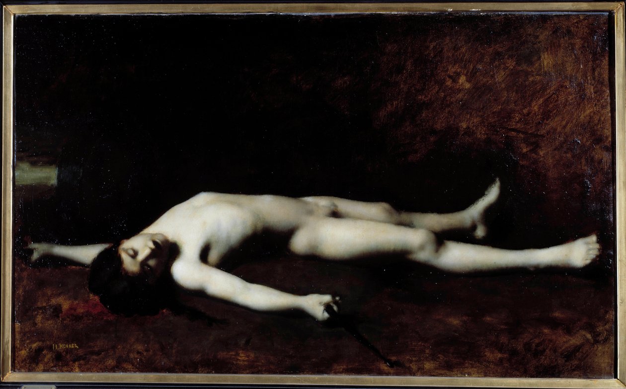 Francouzská revoluce: “” La mort du tambour Joseph Bara (1779-1793)”” Obraz Jean Jacques Henner (1829-1905) Orleans z 19. století. Muzeum výtvarných umění od Jean Jacques Henner