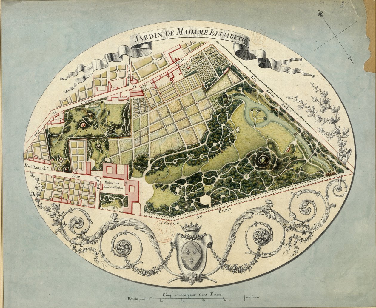 Plán panství Montreuil Madame Elisabeth, 1788 od Jean Jacques Huvé