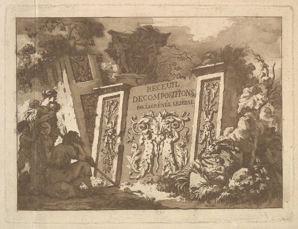 Frontispiece, z Recueil de Compositions par Lagrenée Le Jeune Collection of Compositio..., 1782. od Jean Jacques Lagrenee