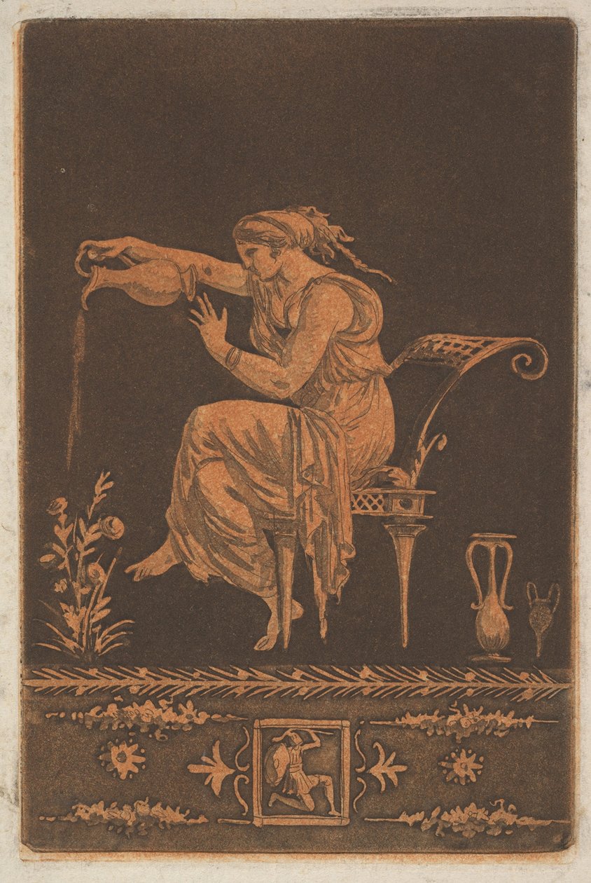 Mladá zahalená žena, sedící, zalévá ..., ca. 1784. od Jean Jacques Lagrenee