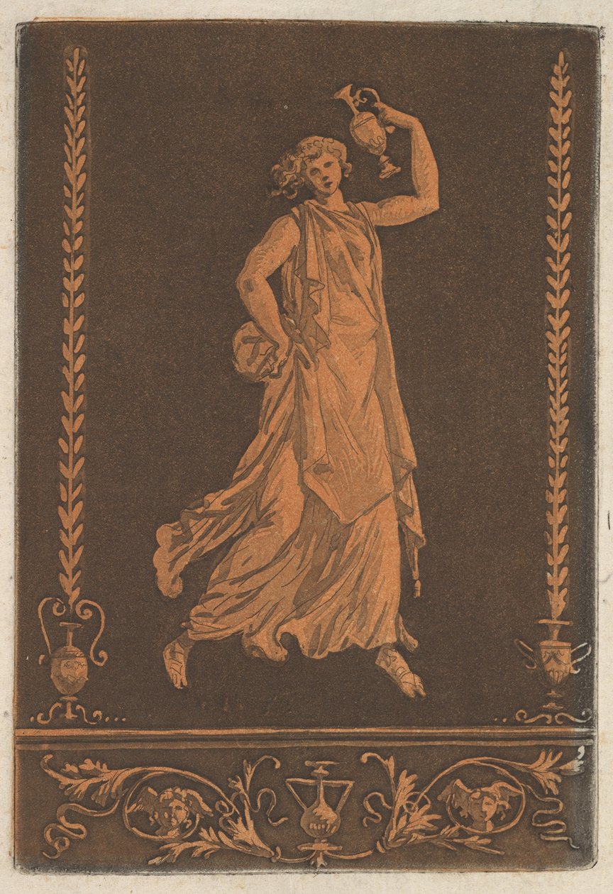 Mladá zahalená žena, kráčející zleva doprava, nesoucí Mladou zahalenou... kovovou vázu, ca. 1784. od Jean Jacques Lagrenee