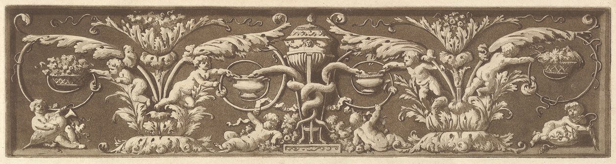 Okrasný vlys s putti a propletenými hady, z Recueil de Différentes Compositi..., 1784. od Jean Jacques Lagrenee