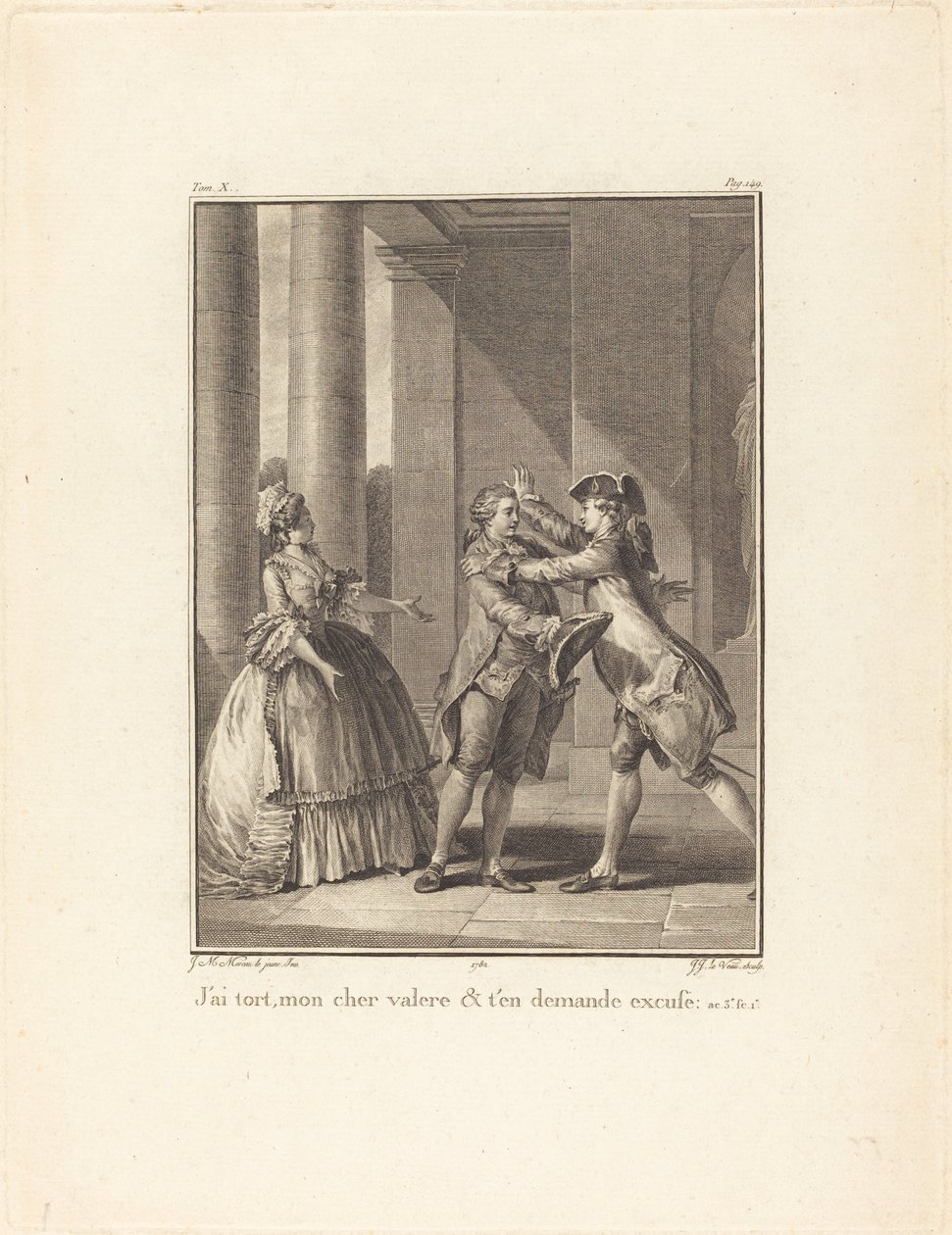 Mýlím se, drahá Valère, a prosím o prominutí od Jean Jacques Le Veau after Jean Michel Moreau