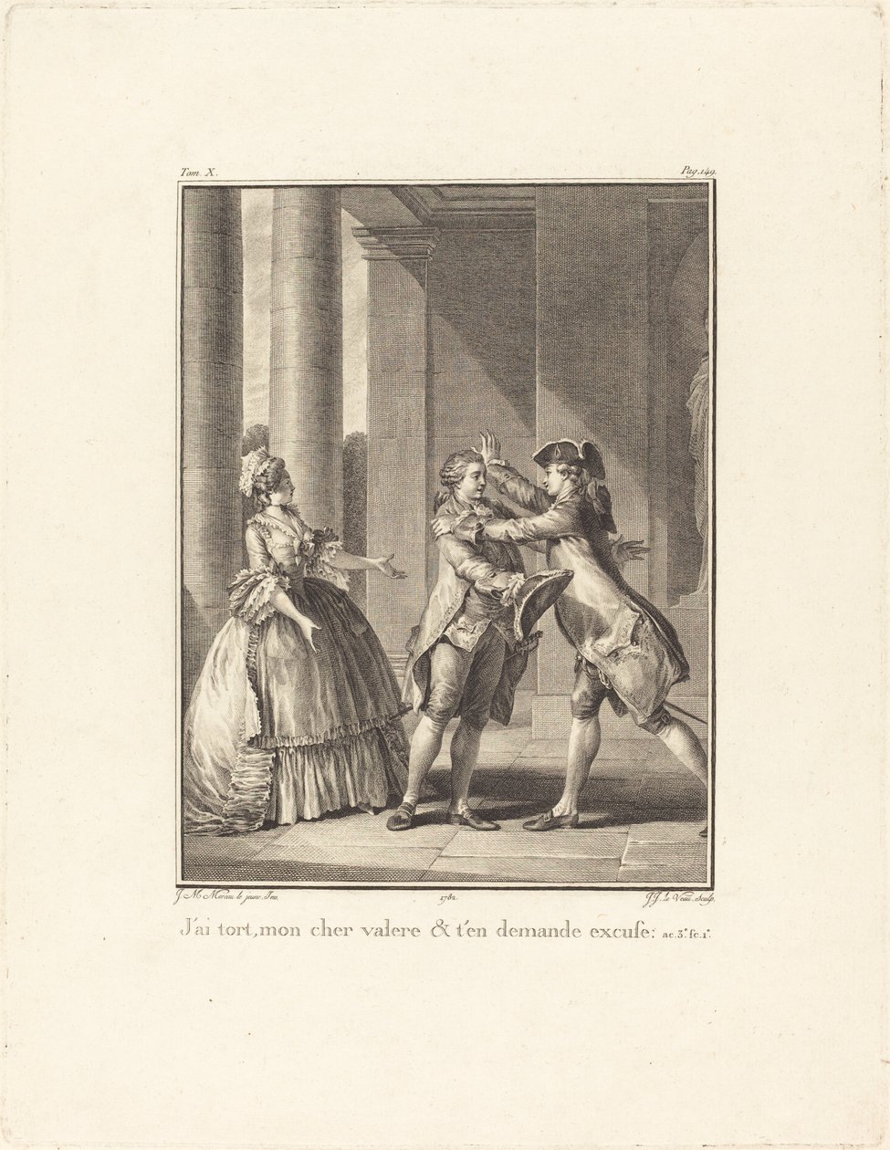 Mýlím se, drahá Valère, a prosím o prominutí od Jean Jacques Le Veau after Jean Michel Moreau