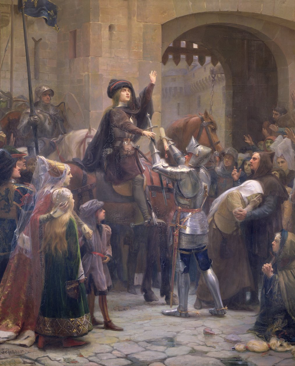 Johanka z Arku (1412-31) Odchází z Vaucouleurs, 23. února 1429 (olej na plátně) od Jean Jacques Scherrer