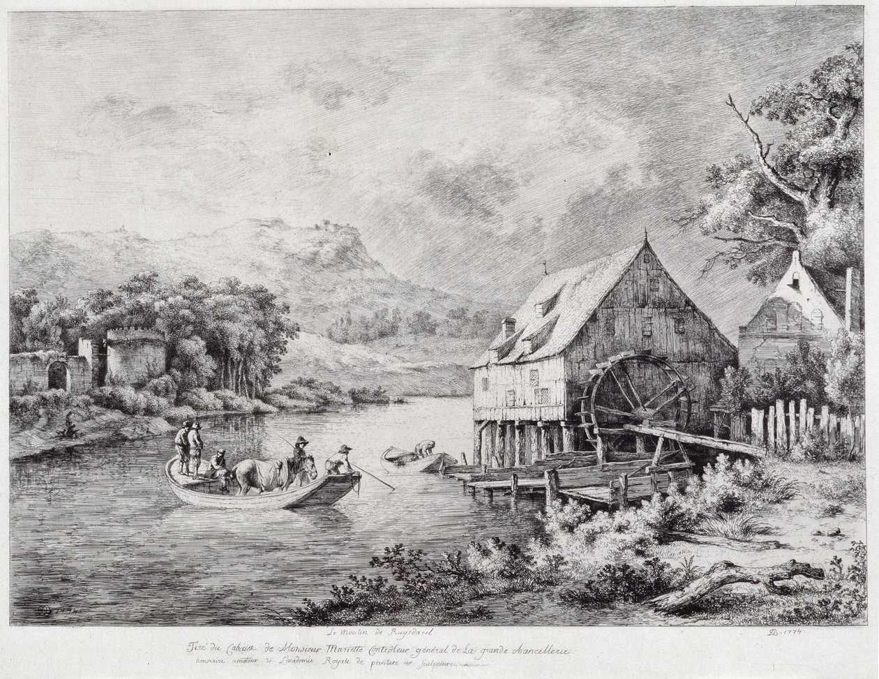 Mlýn na břehu řeky, 1774 od Jean Jacques de Boissieu