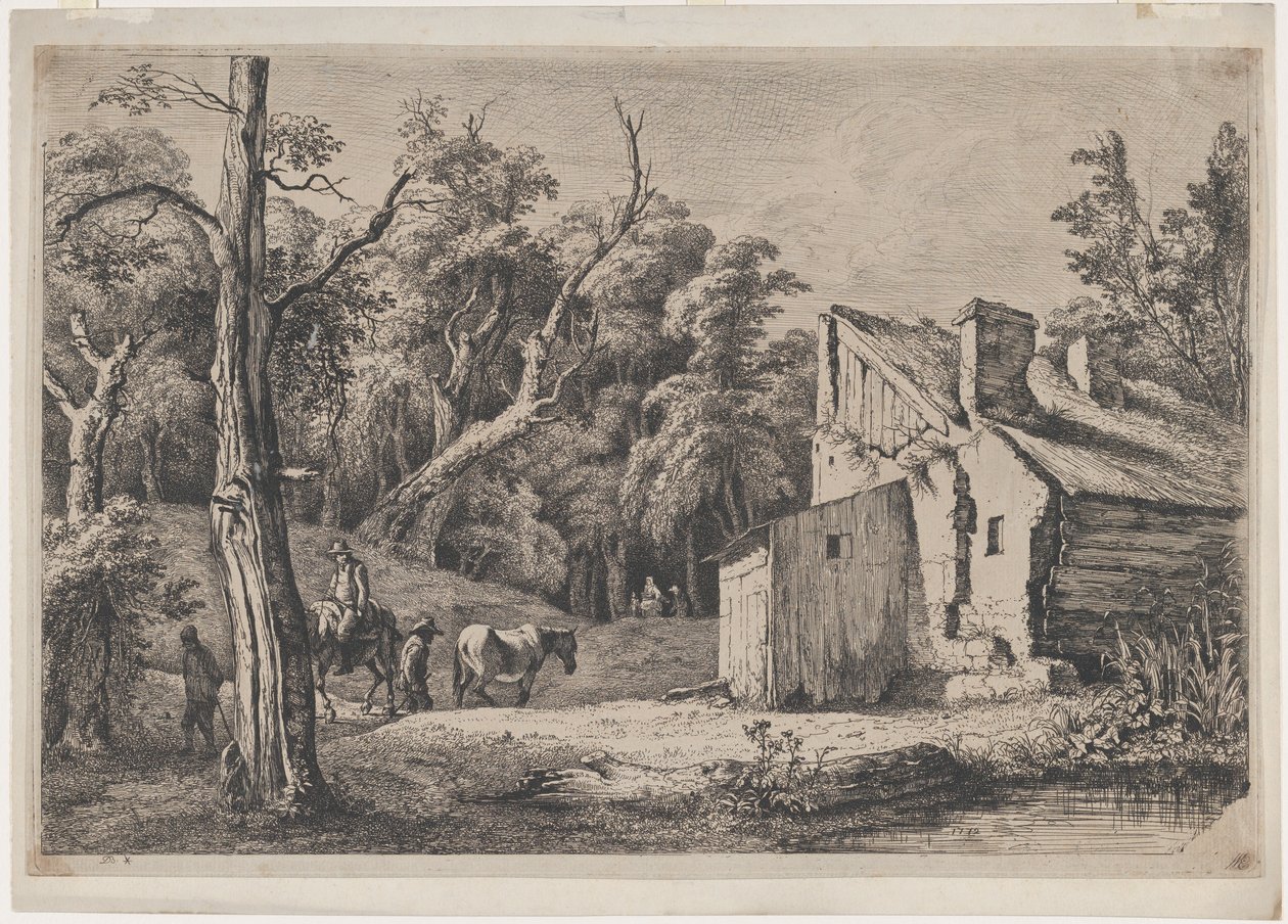 Vchod do lesa Brie s chalupou vpravo, 1772. od Jean Jacques de Boissieu