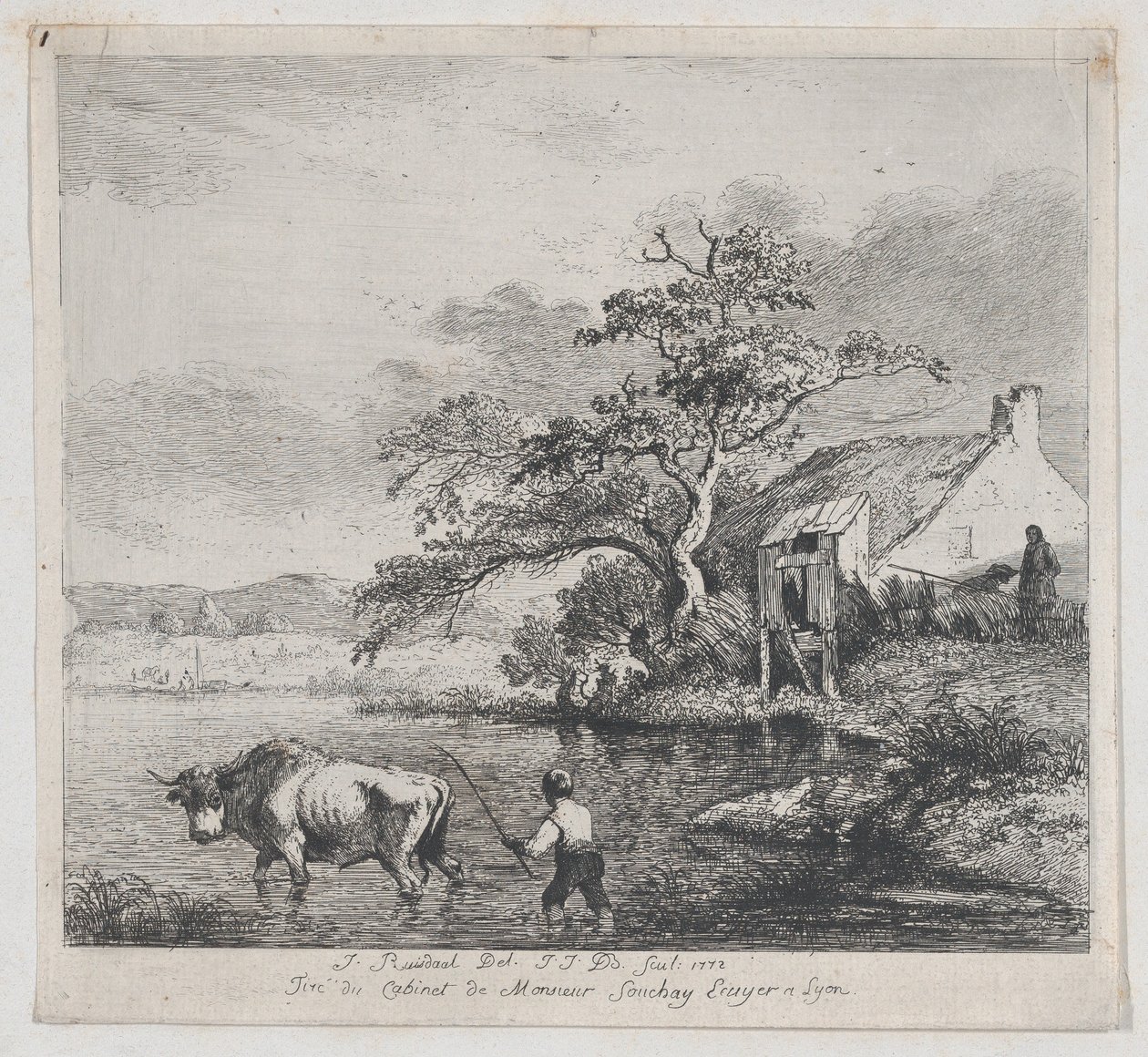 Pastevec a býk, po Ruisdaelovi, 1772. od Jean Jacques de Boissieu