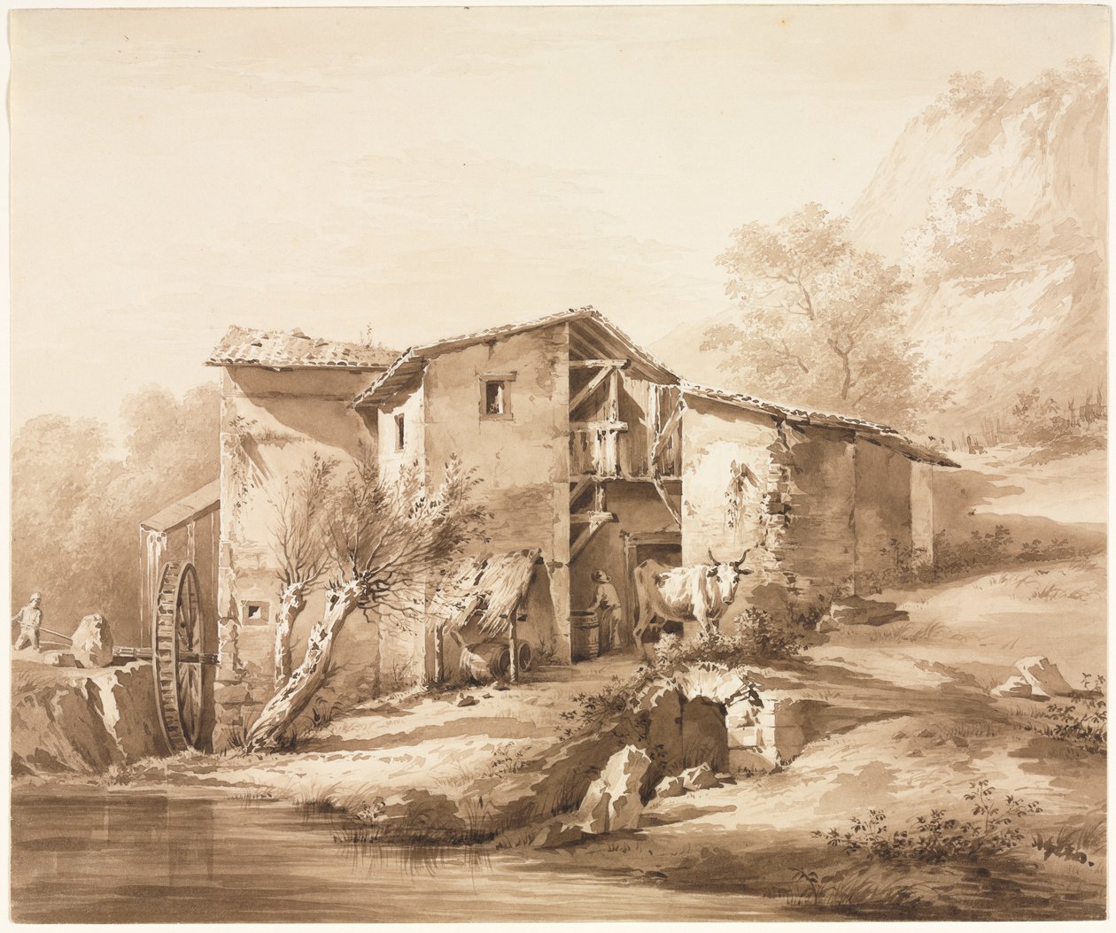 Krajina s vodním mlýnem, c, 1790. od Jean Jacques de Boissieu