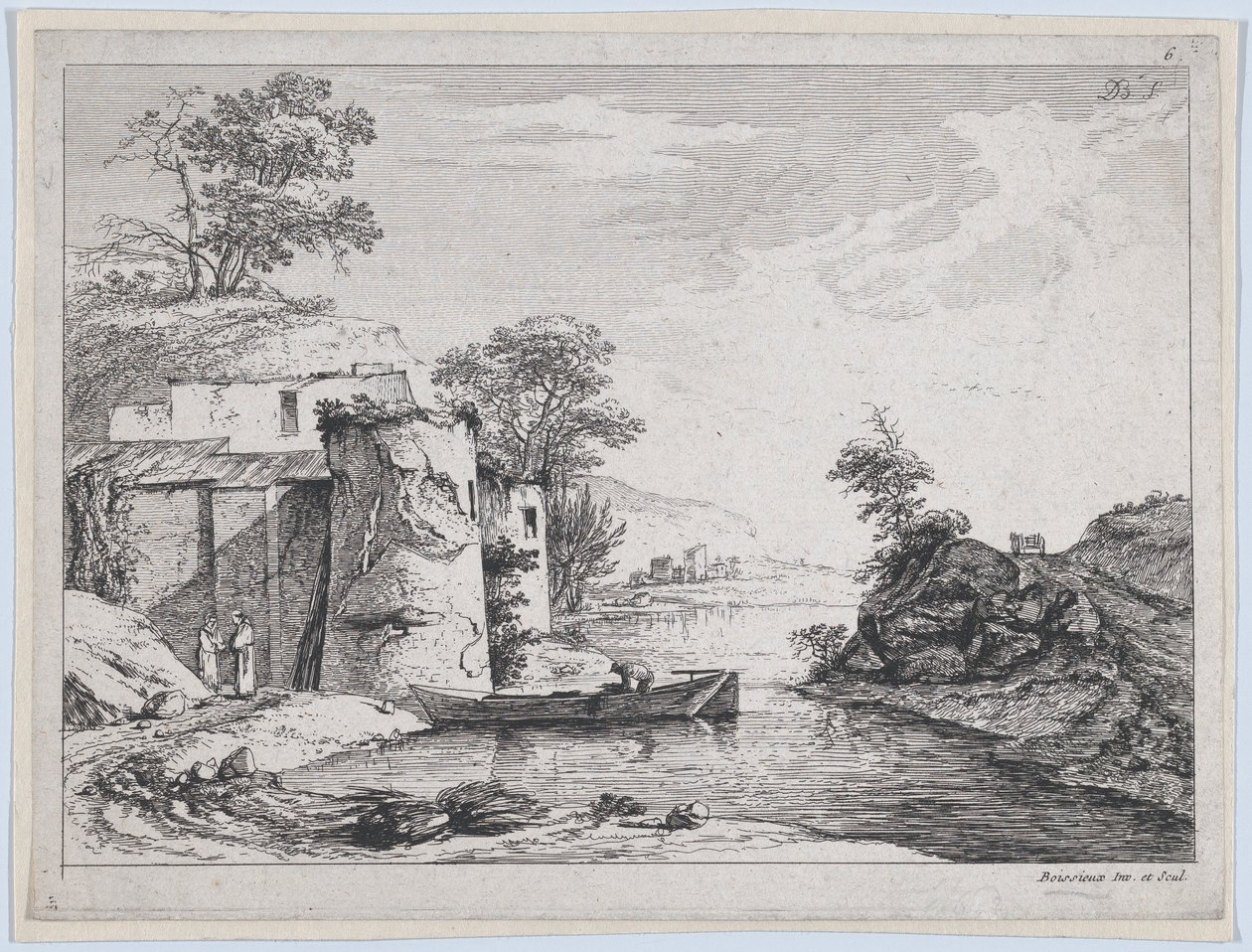 Staré věže na břehu řeky, 1763. od Jean Jacques de Boissieu