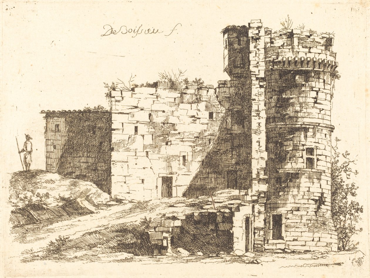 Ruiny zámku Saint-Chamond, Loire od Jean Jacques de Boissieu