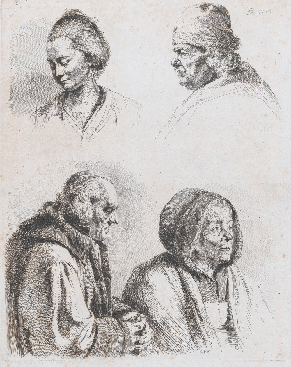 Studie o čtyřech hlavách, 1770. od Jean Jacques de Boissieu