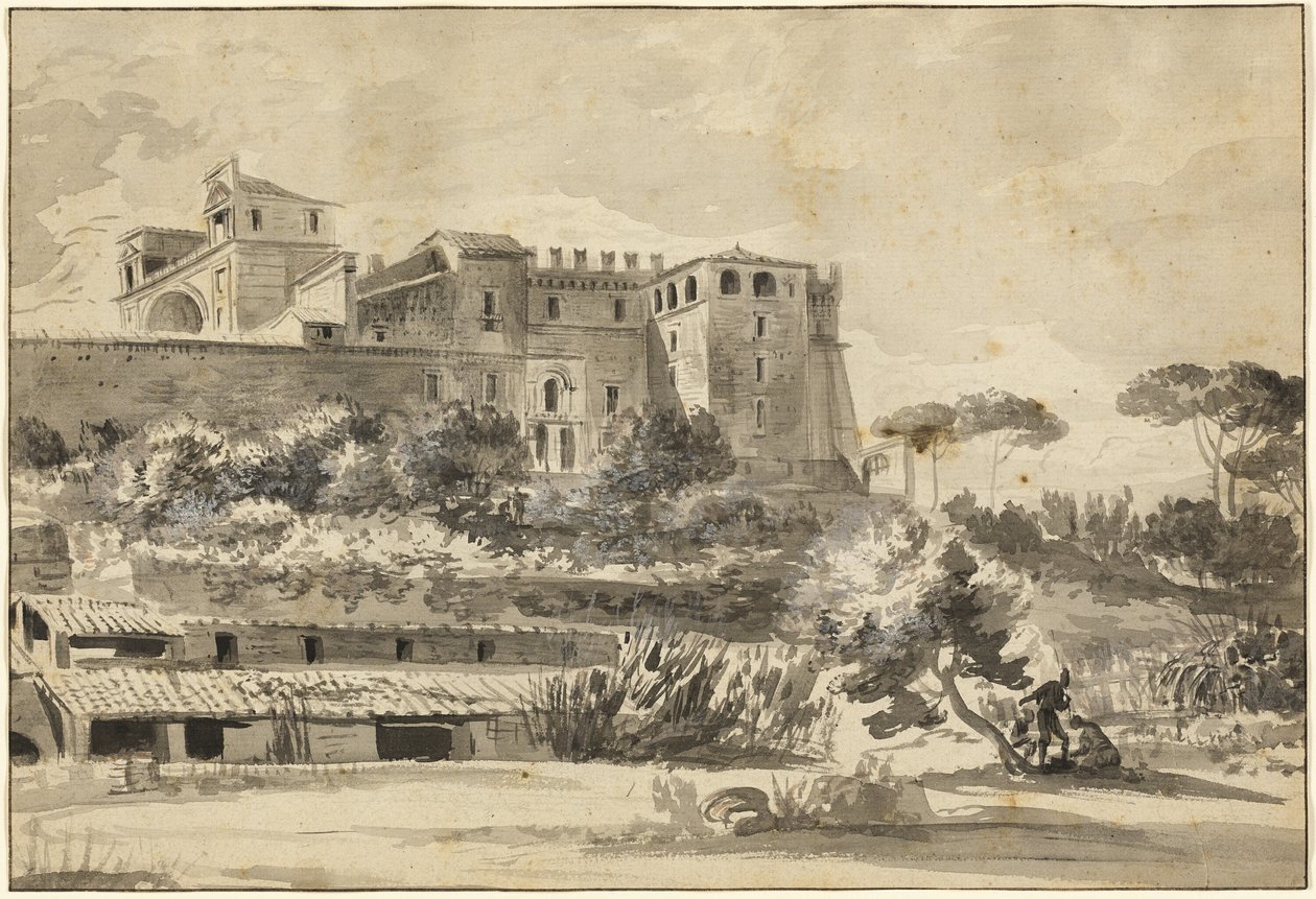 Pohled na italskou vilu a zahrady (Vatikánský Belvedere) od Jean Jacques de Boissieu