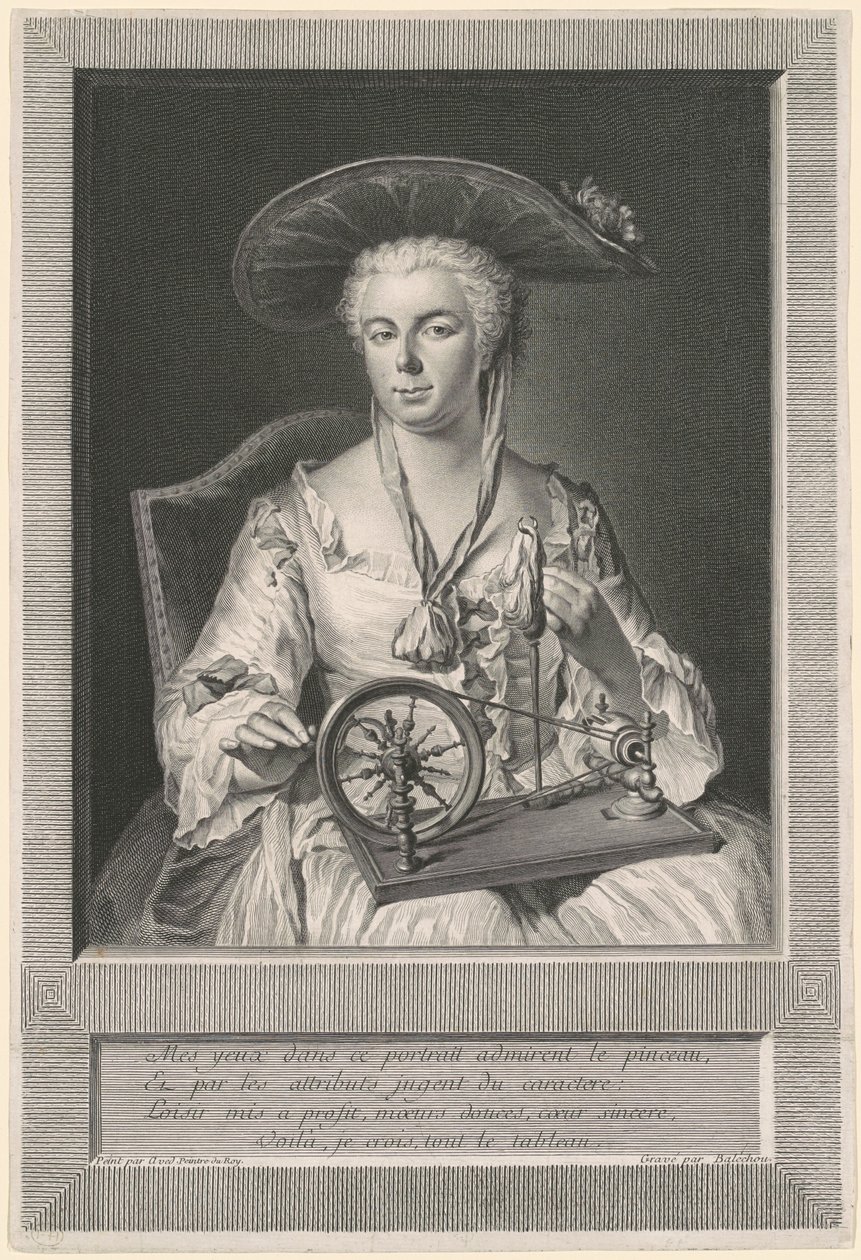 Madame Arlon Spinning Silk od Jean Joseph Balechou, after Jacques Andre Joseph Camelot Aved