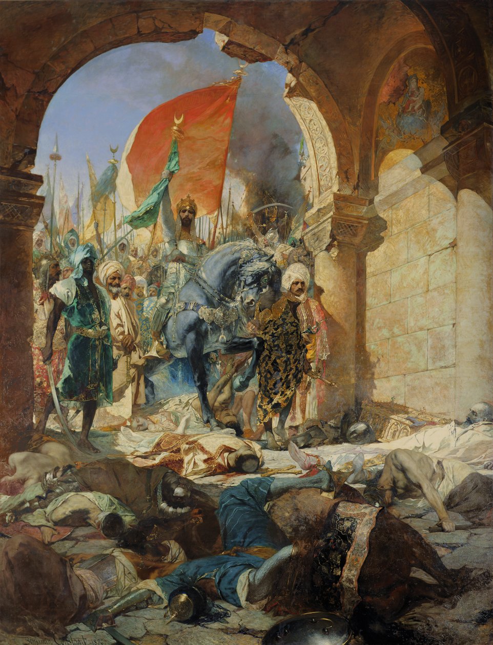 Vstup Turků Mohameda II. (1432-81) do Konstantinopole, 29. května 1453, 1876 od Jean Joseph Benjamin Constant
