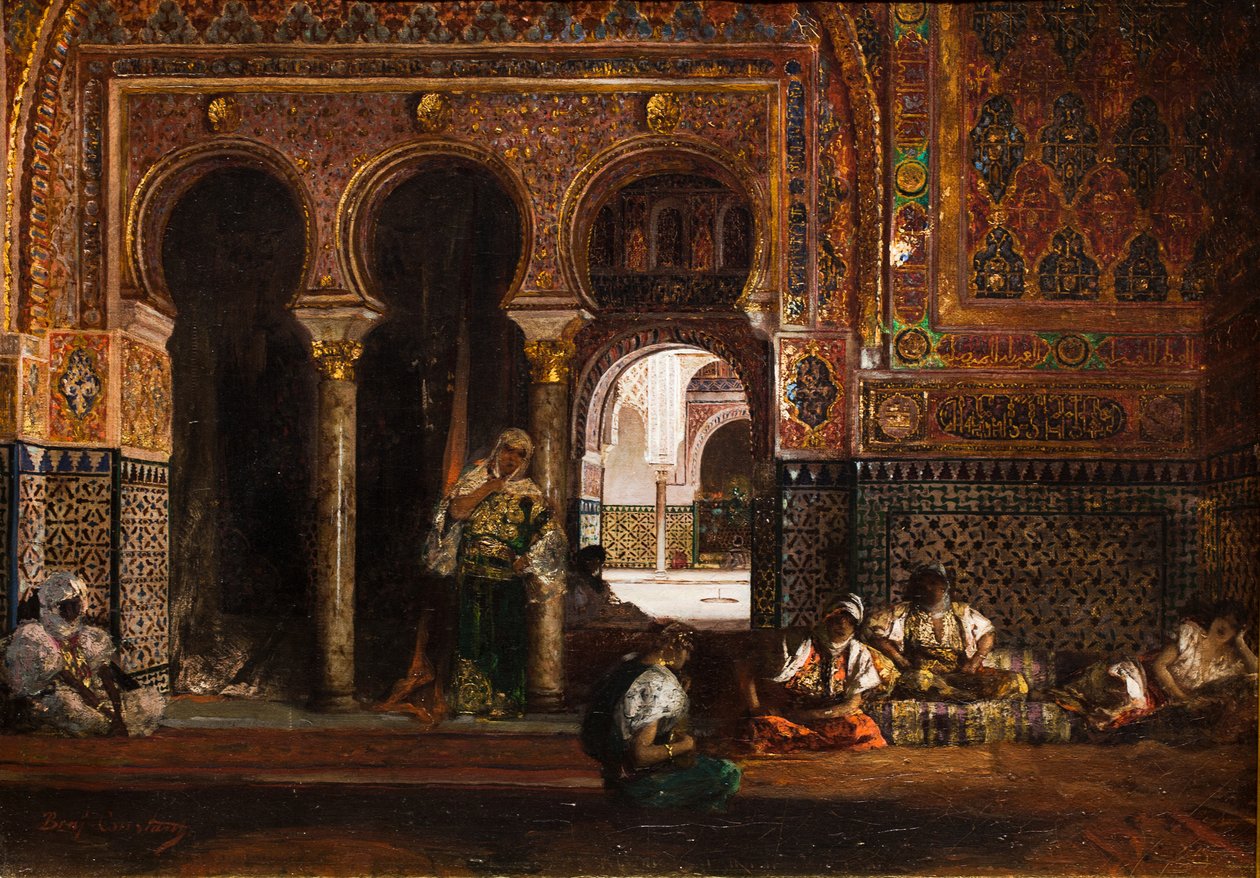Harémová scéna, pět žen, asi 1880 (olej na plátně) od Jean Joseph Benjamin Constant