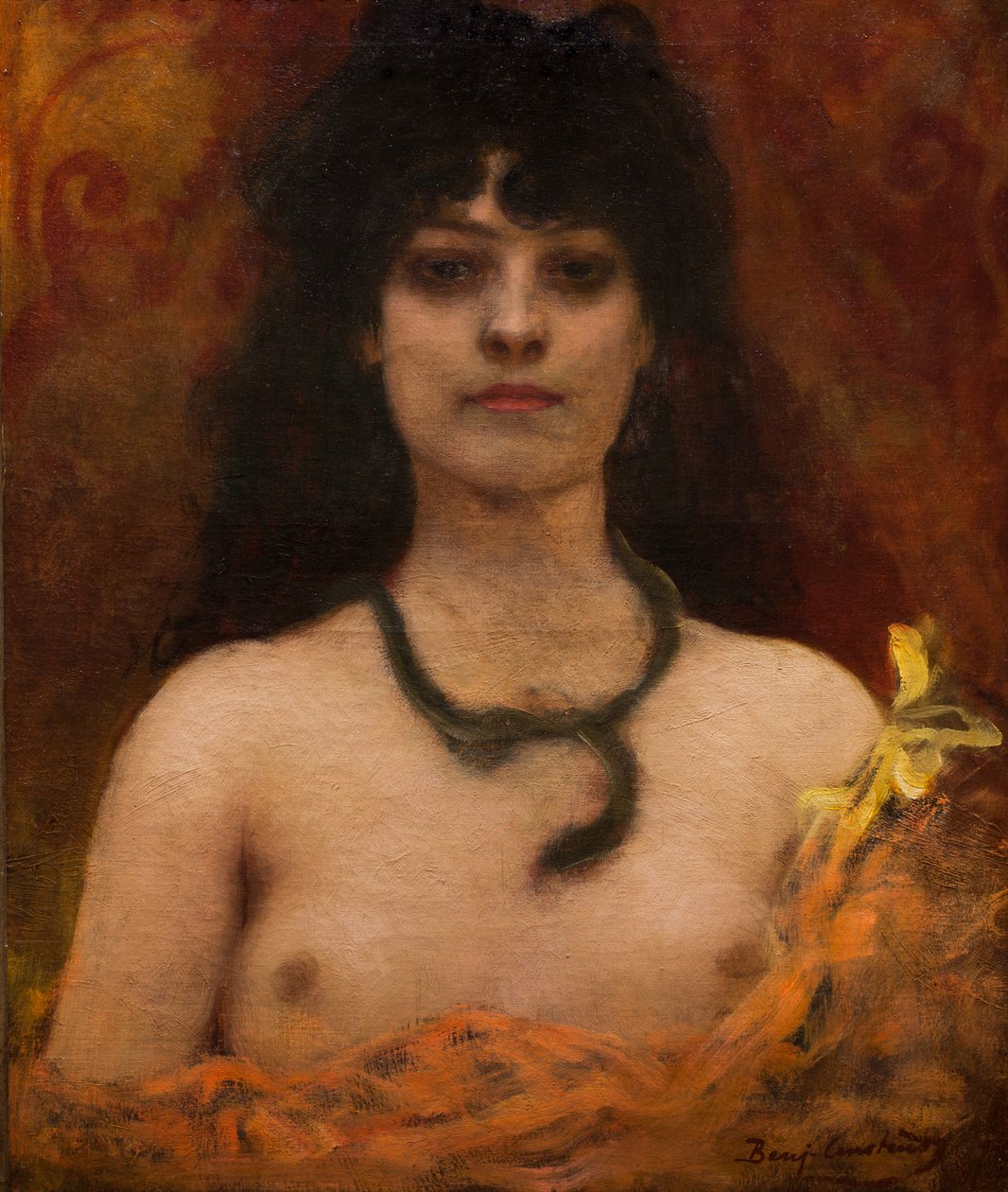 Orientální portrét nahé ženy, nedatováno. (olej na plátně) od Jean Joseph Benjamin Constant