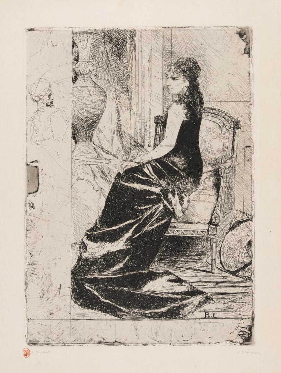 Žena v černém, asi 1876 (lept na krémovém papíře) od Jean Joseph Benjamin Constant