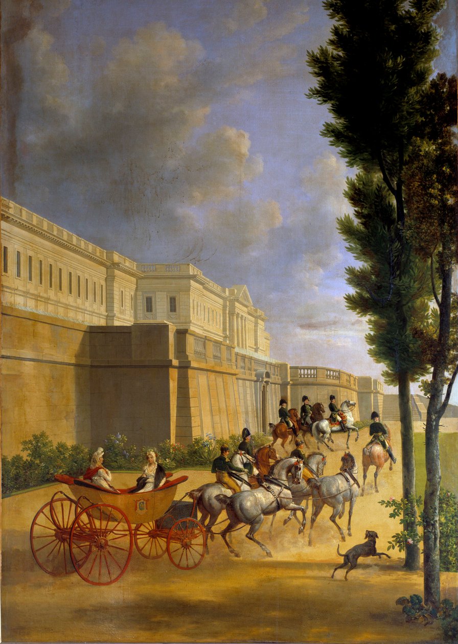 Odjezd Napoleona (1769-1821) a Marie Louise (1791-1847) na lov do Compiegne v roce 1811 Obraz Josepha Bidaulta (1758-1846) 1811 Ne. 2,1x0,9 m Paříž, Musee Marmottan od Jean Joseph Bidault