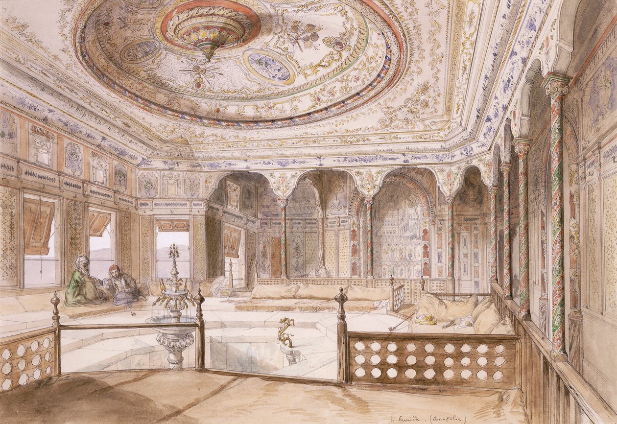 Interiér paláce v Uyne, od Jean Joseph Bonaventure Laurens