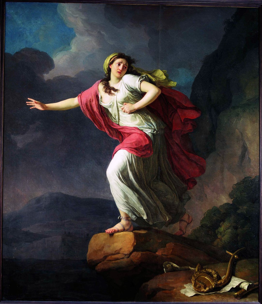 Sapfó vrhající se do moře, 1791. od Jean Joseph Taillasson