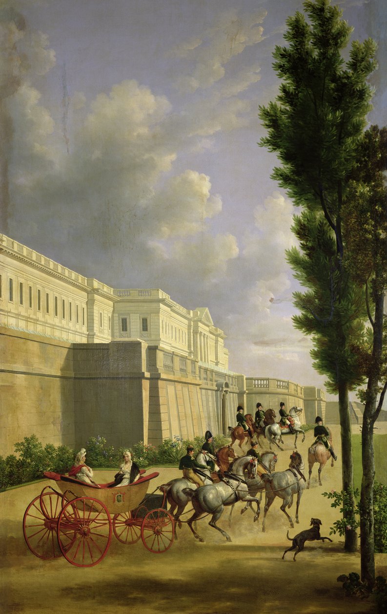 Napoleon I. (1769-1821) a Marie Luisa (1791-1847) odjíždějí na lov do Compiegne, 1811 od Jean Joseph Xavier Bidauld