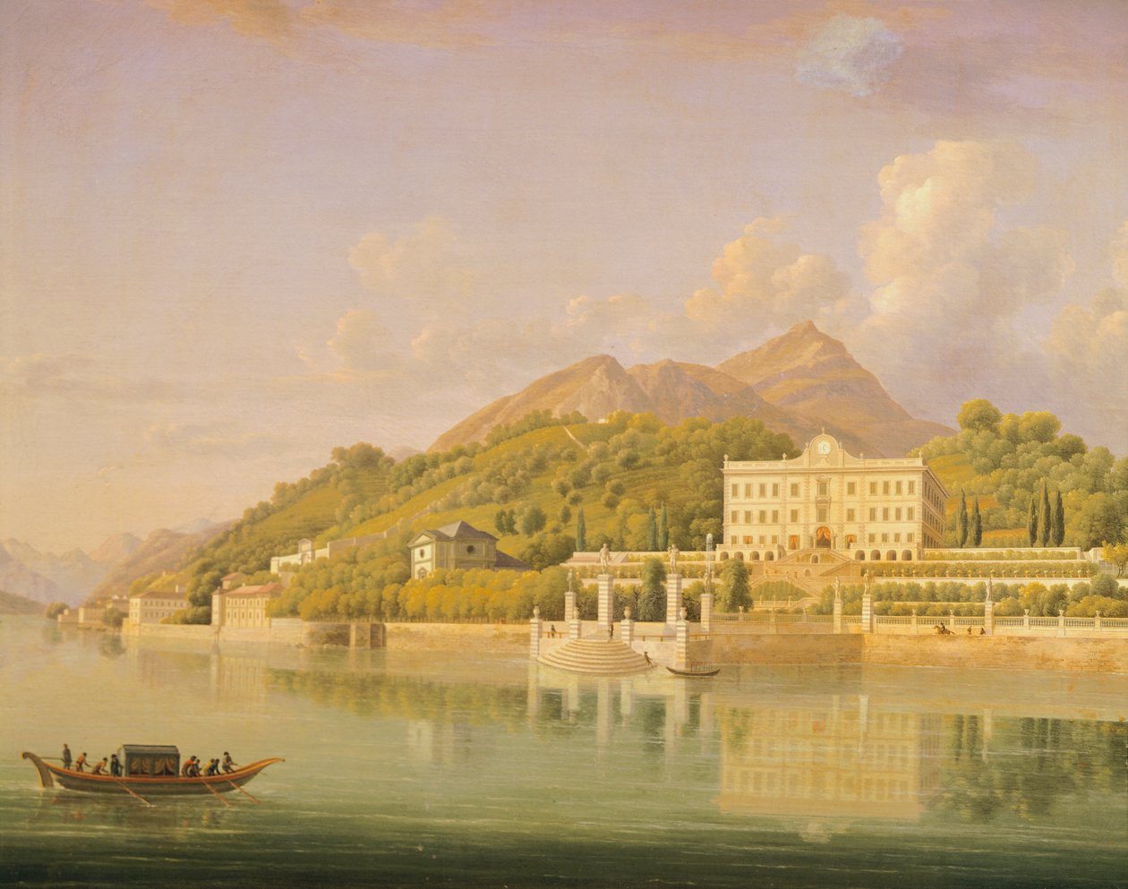 Villa Carlotta Tremezzossa Comojärven rannalla, kirjoittanut Jean-Joseph-Xavier Bidauld (1758-1846), Italia od Jean Joseph Xavier Bidauld