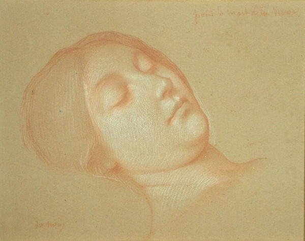 Studie k smrti Panny Marie (červená křída zvýrazněná bílou na papíře) od Jean Jules Antoine Lecomte du Nouy