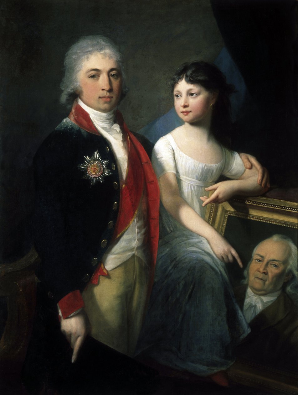 Portrét autora a státníka Ivana M. Muravjeva-Apoštola s dcerou (Portrét autora a státníka Ivana M. Muravjeva-Apoštola s dcerou) - Malba Jeana Laurenta Monniera (1743 nebo 1746- 1808), olej na plátně od Jean Laurent Monnier