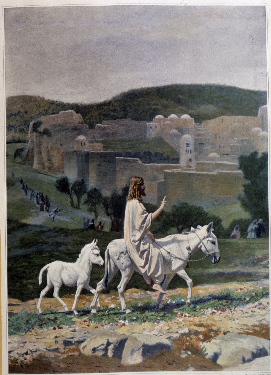 Kristův vjezd do Jeruzaléma na Palm Day. Rytina podle obrazu Jean Leon Gerome (Jean-Leon Gerome od Jean Leon (after) Gerome