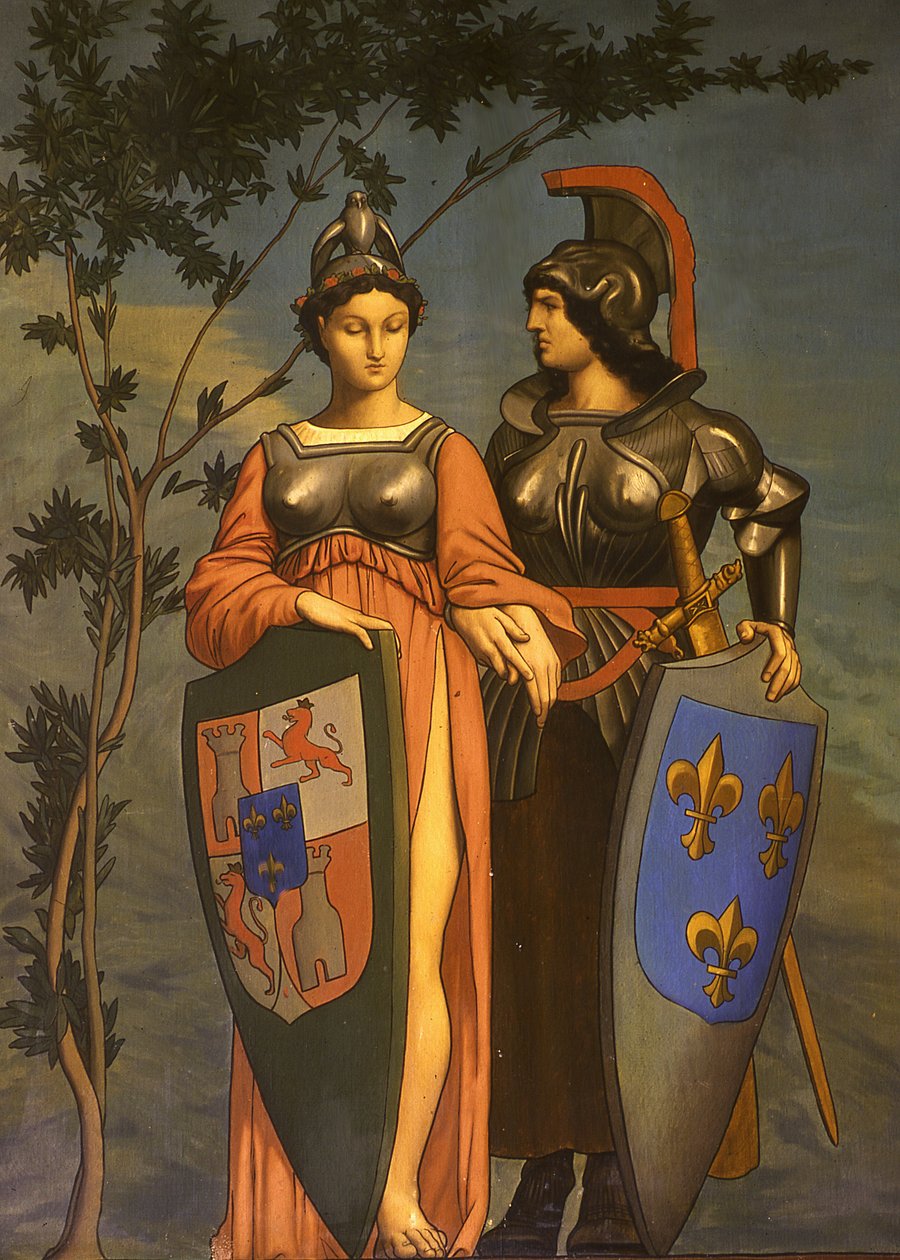 Alegorie pyrenejské smlouvy z roku 1659 mezi Francií a Španělskem (olej na plátně) od Jean Leon Gerome