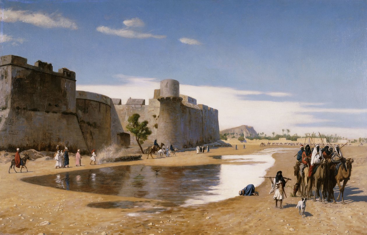 Arabská karavana mimo opevněné město, kolem roku 1895 od Jean Leon Gerome