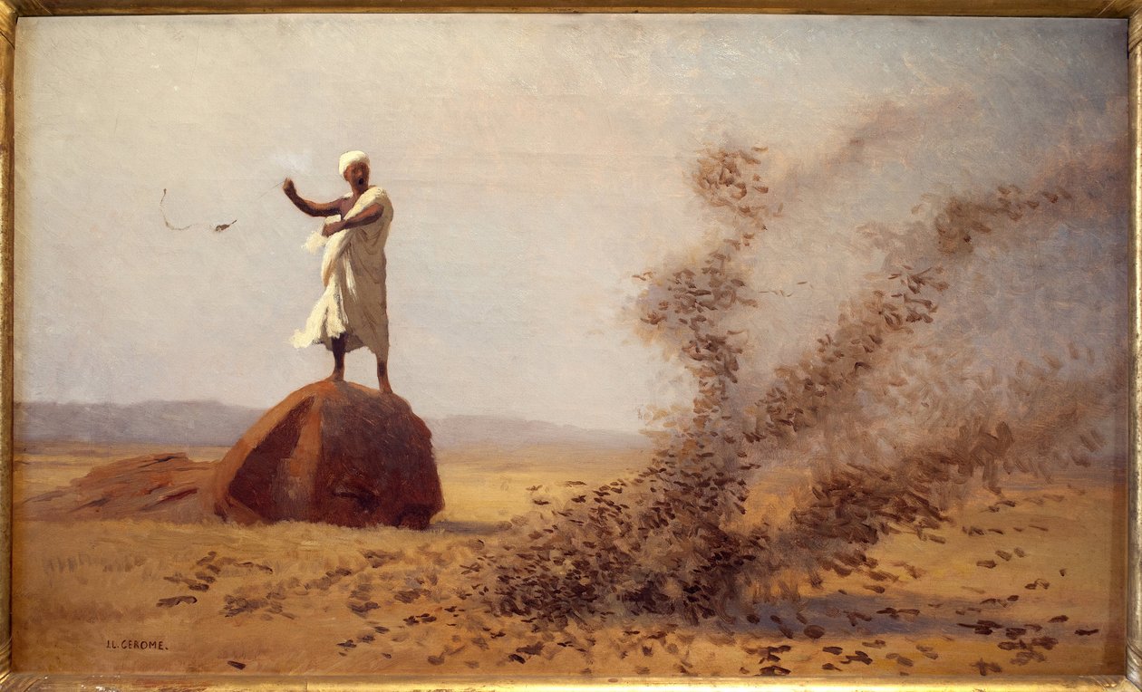 Arabský strach ze skřivanů. (Nedokončený stůl). Obraz Jean Leon Gerome (1824-1904), olej na plátně, kolem roku 1900. Francouzské umění počátku 20. století, orientalismus. Muzeum Vesoul. od Jean Leon Gerome