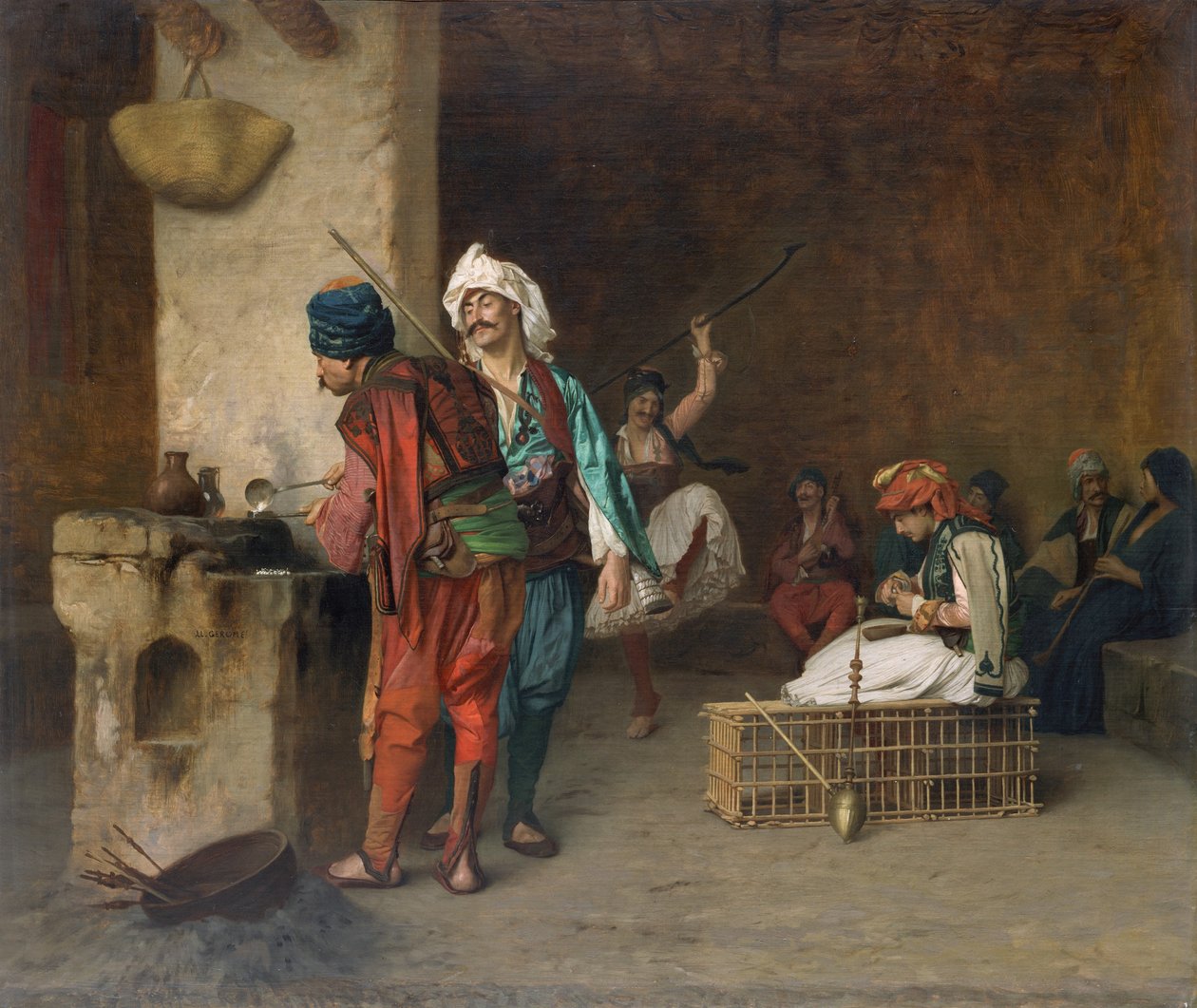 Cafe House, Cairo Casting Bullets, 1884 nebo starší. od Jean Leon Gerome