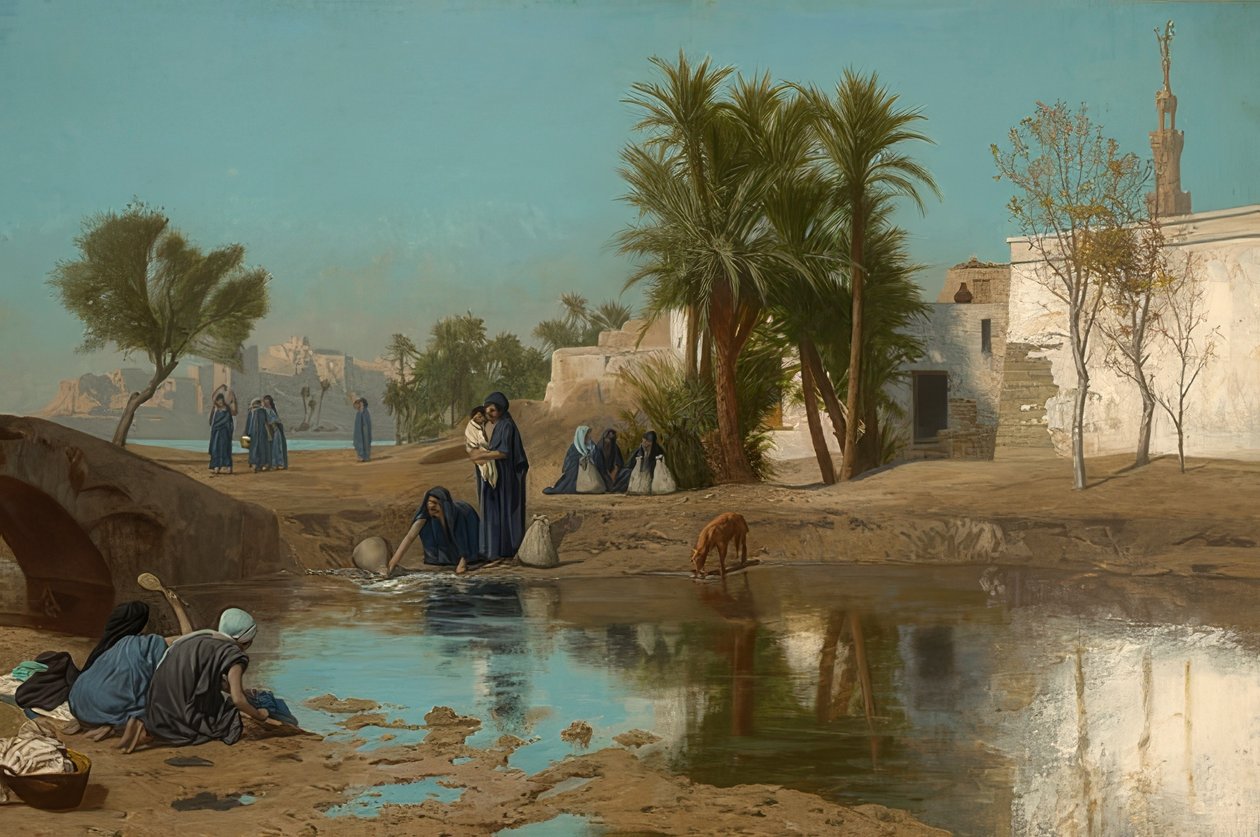 Fellachinnen při nabírání vody. Asi 1873-75 od Jean Leon Gerome