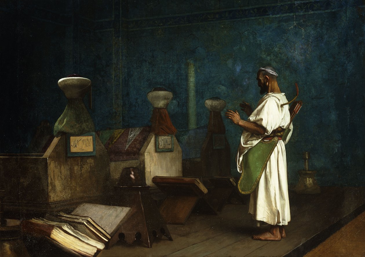 Modlitba u sultánovy hrobky; Le Tombeau des Kalifes a Brousse, 1878 od Jean Leon Gerome