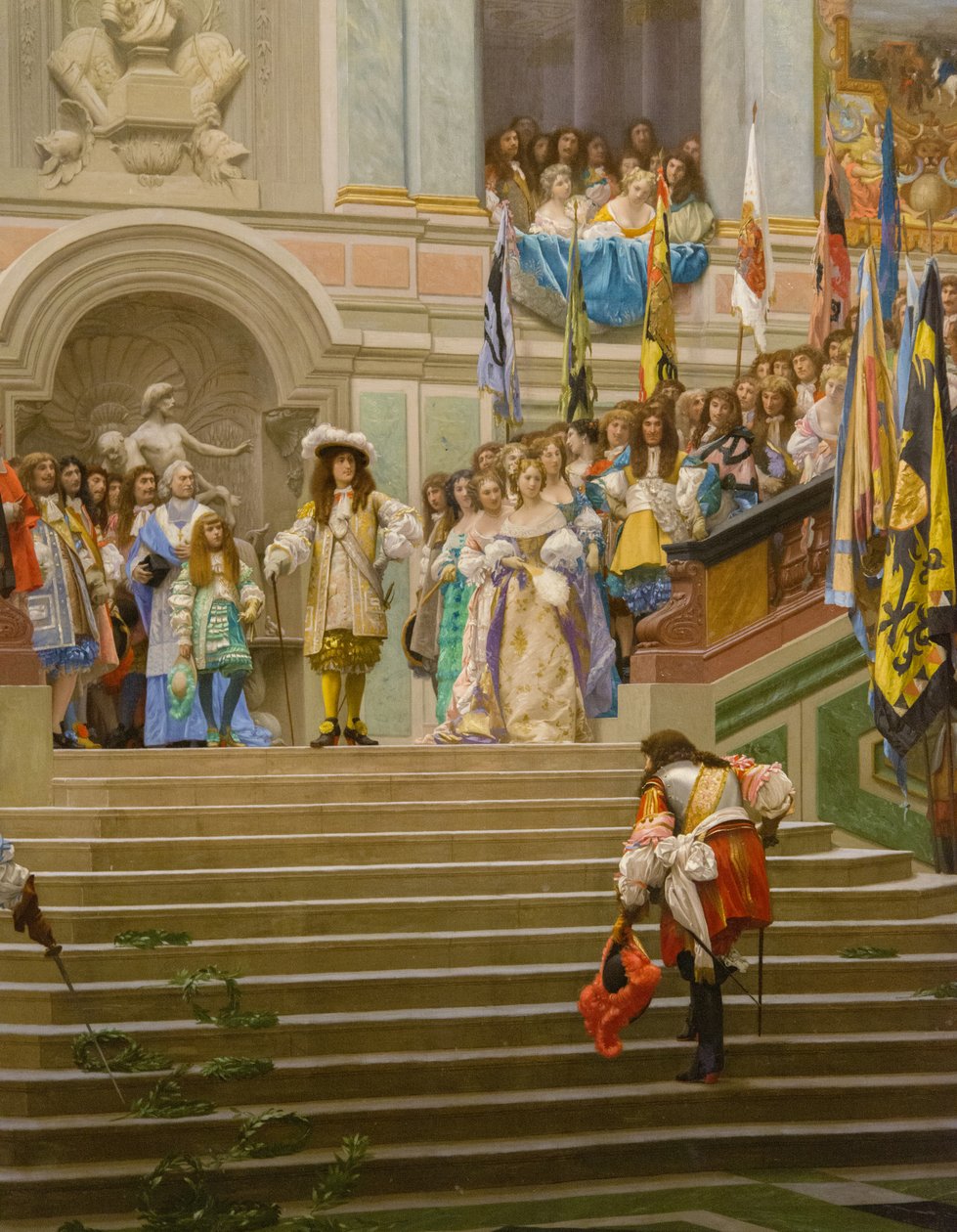 Přijetí Louise 2 de Bourbon Conde řekl Grand Conde králem Ludvíkem 14 ve Versailles v roce 1674 od Jean Leon Gerome