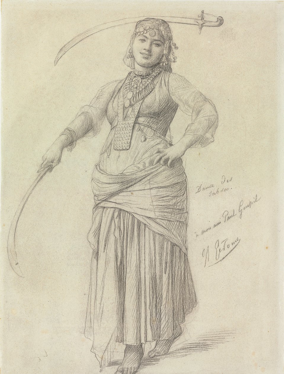 Šavlový tanec (tužka na papíře) od Jean Leon Gerome